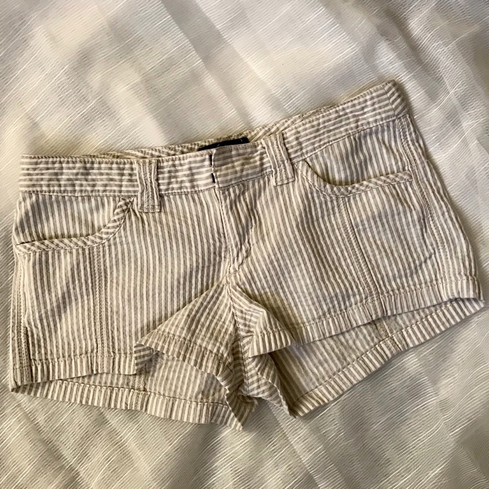 Express - Grey and White Pinstripe Shorts